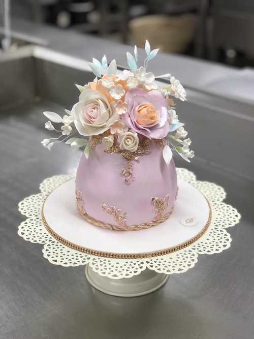 Pearl Studded Peony and Rose Wedding Cake!