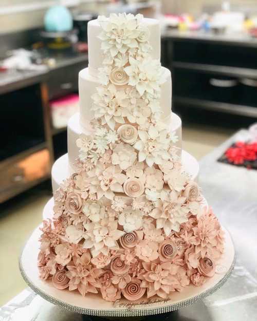 2-tier Floral Fondant Wedding Cake, Wedding cakes Delivery in Ahmedabad –  SendGifts Ahmedabad