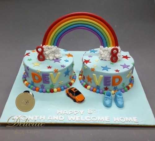 Twins boy and girl birthday cake - Decorated Cake by - CakesDecor