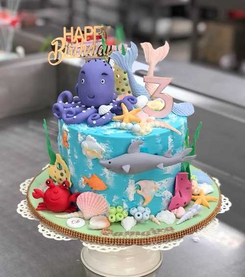 4th Birthday Mermaid theme cake topper, Little Mermaid Birthday Party  Decoration Supplies, Under The Sea Themed, Ocean Themed-Glitter